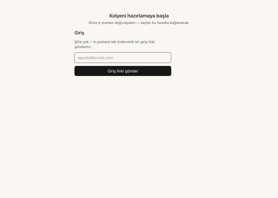 E-posta ile tek dokunuşta giriş